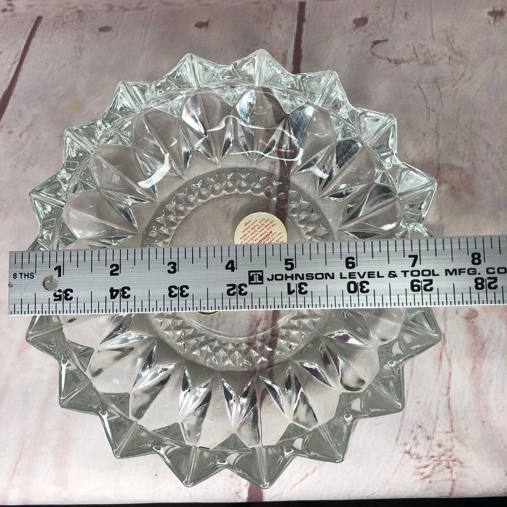KIG Indonesia Crystal‎ Glass Diamond Point Cut Bowl Ashtray Trinket Candle Dish